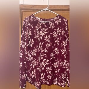 Maurices Burgundy Floral Blouse